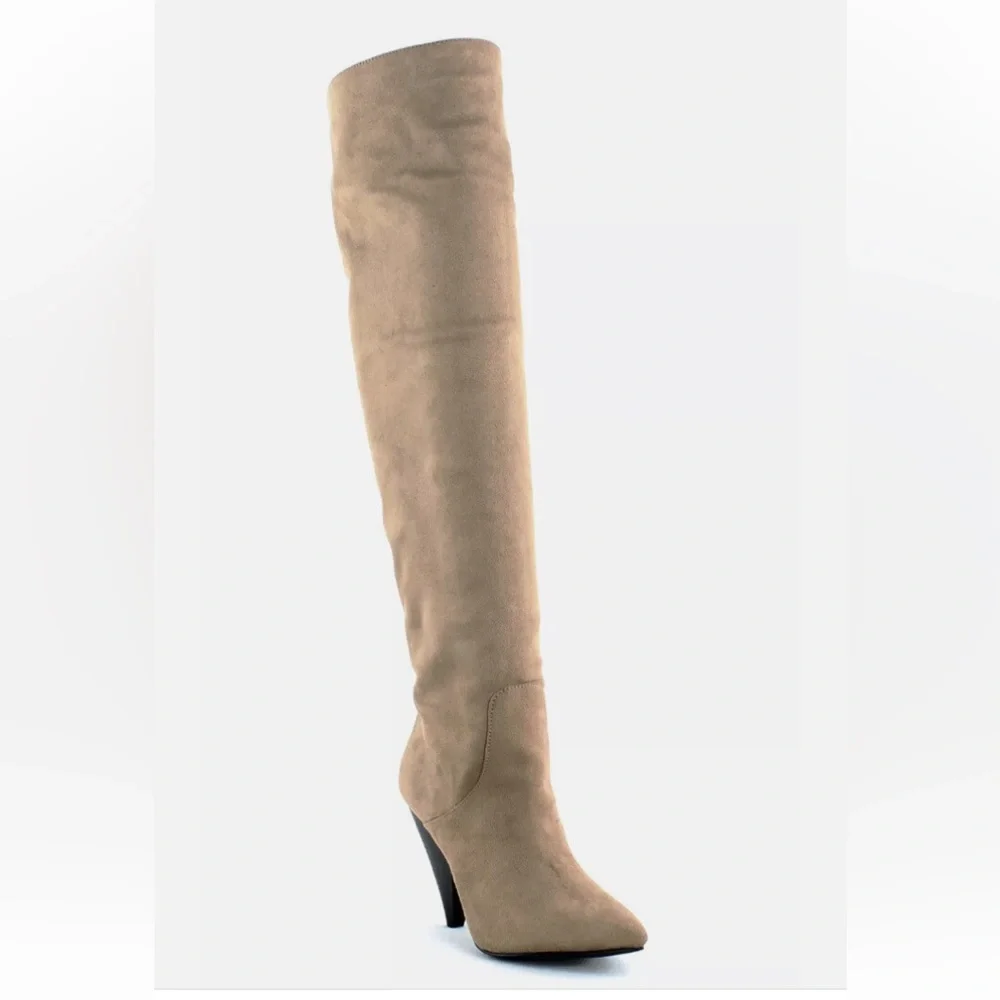 Ingido Rd. Leather Pointed Toe Over Knee Boots